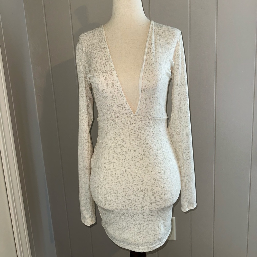 Lucy in the Sky white/gold sparkly dress, size small (2/4)